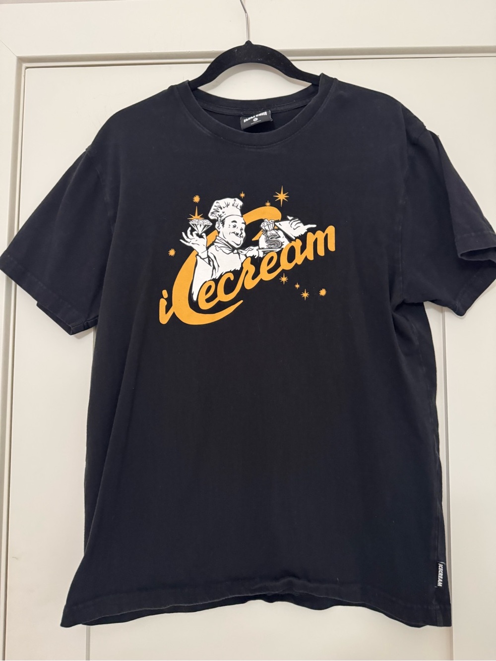 Icecream Black Short Sleeve Tee with Yellow Logo